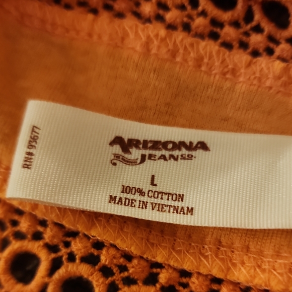 Arizona Jean Company Orange Tie Front Peplum Blouse - Picture 4 of 4